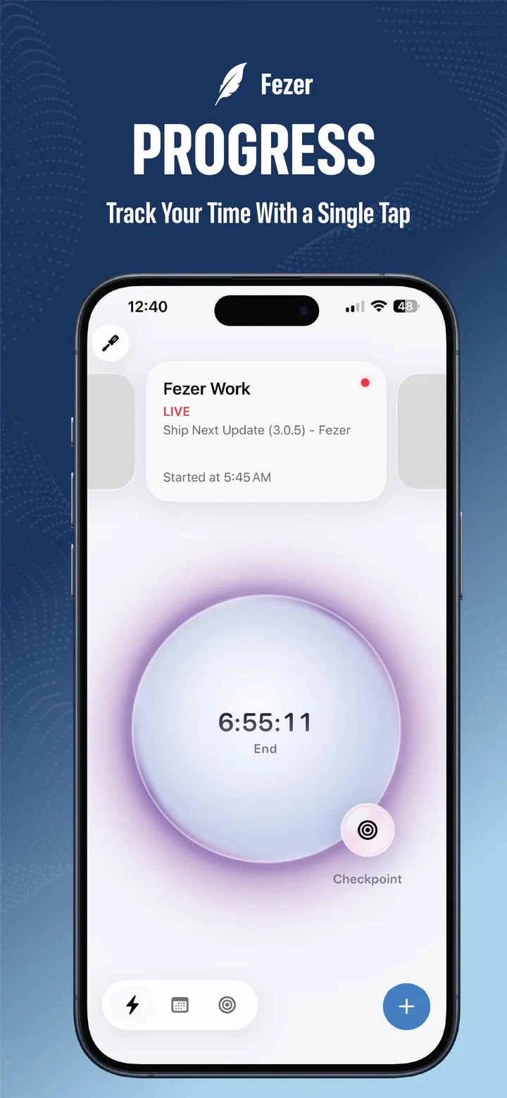 Tracking time in Fezer with a single tap